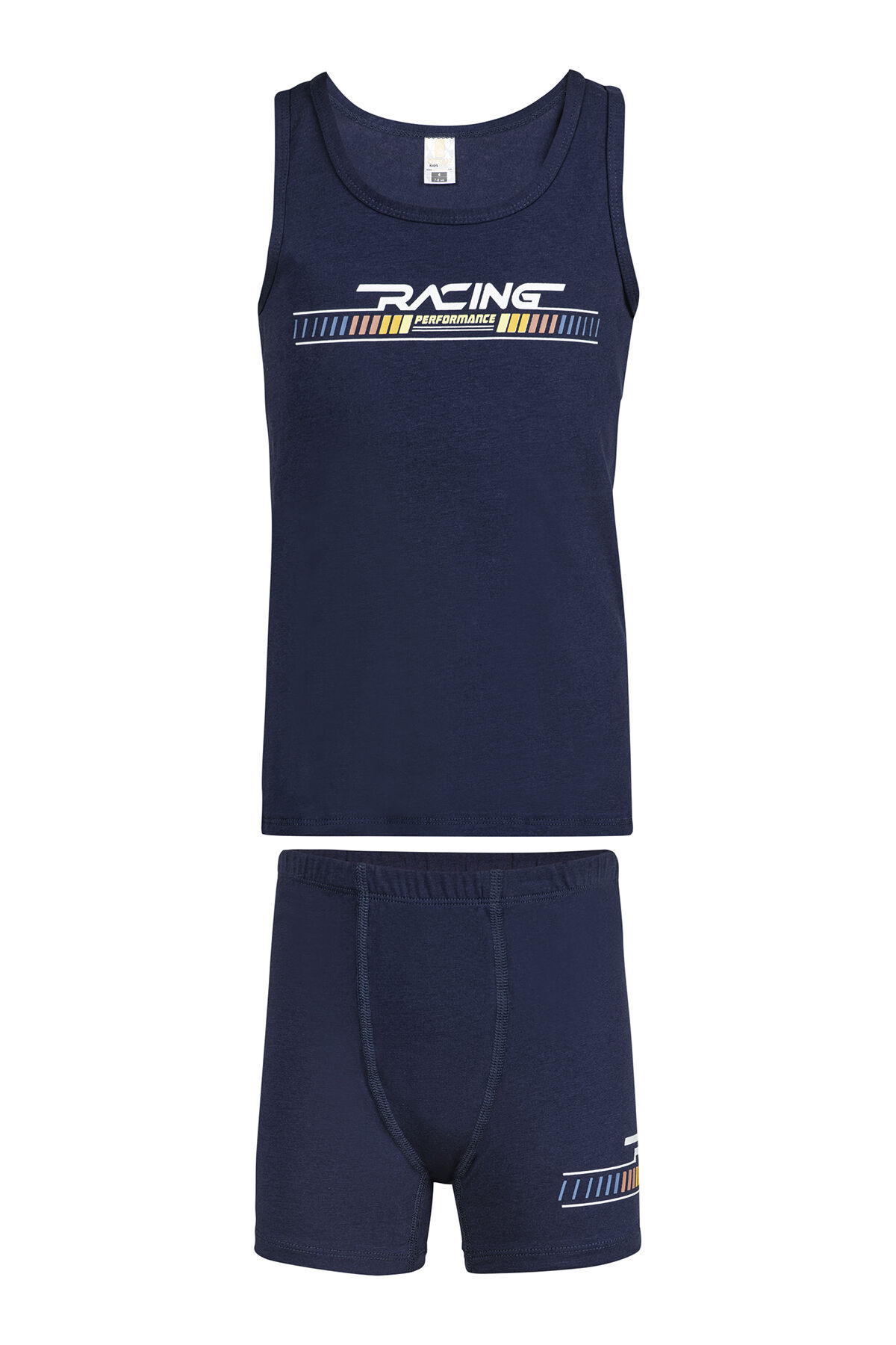 Özkan 32042 Erkek Çocuk Pamuklu Lacivert Kalın Askılı Atlet Şort İç Giyim Takım