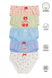 Özkan 41603 5'li Paket Kız Çocuk Karışık Renkli Desenli Pamuklu Yumuşak Slip Külot - Thumbnail