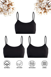 Özkan 42324 3'lü Paket Kız Çocuk Pamuklu Süprem Esnek Rahat Pedsiz İnce Askılı Alıştırma Sütyeni Yarım Atlet Büstiyer - Thumbnail