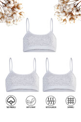 Özkan 42324 3'lü Paket Kız Çocuk Pamuklu Süprem Esnek Rahat Pedsiz İnce Askılı Alıştırma Sütyeni Yarım Atlet Büstiyer - Thumbnail