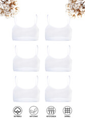Özkan 42324 6'lı Paket Kız Çocuk Pamuklu Süprem Esnek Rahat Pedsiz İnce Askılı Alıştırma Sütyeni Yarım Atlet Büstiyer - Thumbnail