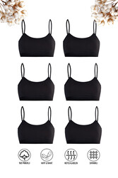 Özkan 42324 6'lı Paket Kız Çocuk Pamuklu Süprem Esnek Rahat Pedsiz İnce Askılı Alıştırma Sütyeni Yarım Atlet Büstiyer - Thumbnail