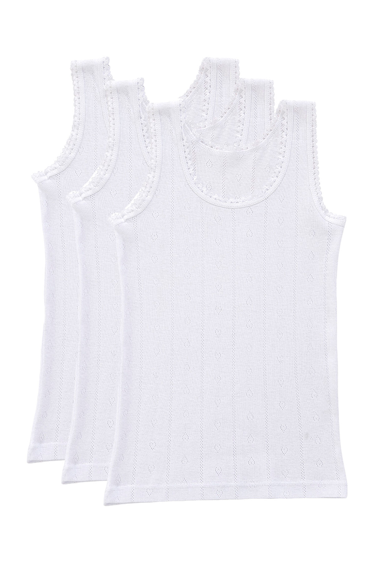 Özkan 42774 3'lü Paket Kız Çocuk %100 Pamuklu Transferli Ribana Esnek Rahat Kalın Askılı Atlet