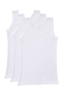 Özkan Underwear - Özkan 42774 3'lü Paket Kız Çocuk %100 Pamuklu Transferli Ribana Esnek Rahat Kalın Askılı Atlet