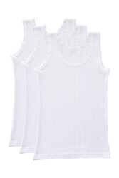 Özkan 42774 3'lü Paket Kız Çocuk %100 Pamuklu Transferli Ribana Esnek Rahat Kalın Askılı Atlet - Thumbnail