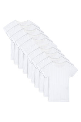 Özkan Underwear - Özkan 42780 10'lu Paket Kız Çocuk Transferli %100 Pamuklu Ribana Esnek Rahat Kısa Kollu Fanila Atlet Tişört