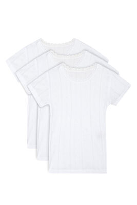 Özkan Underwear - Özkan 42780 3'lü Paket Kız Çocuk Transferli %100 Pamuklu Ribana Esnek Rahat Kısa Kollu Fanila Atlet Tişört