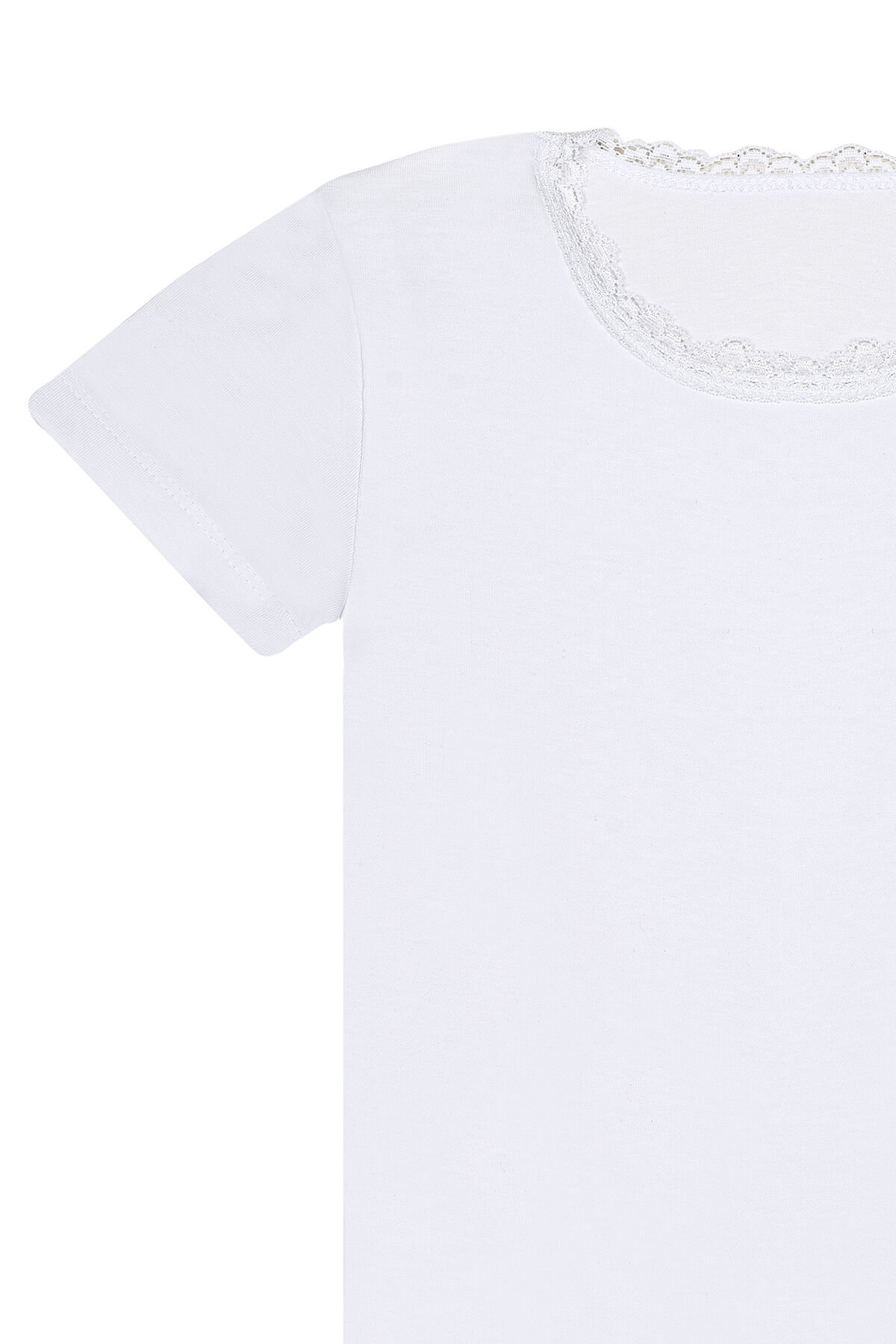 Özkan 42781 10'lu Paket Kız Çocuk Pamuklu Süprem Yakası Dantel Detaylı Esnek Rahat Kısa Kollu Atlet Fanila Tişört