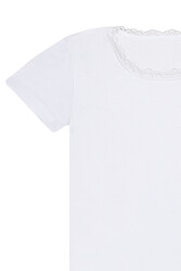 Özkan 42781 10'lu Paket Kız Çocuk %95 Pamuklu Süprem Yakası Dantel Detaylı Esnek Rahat Kısa Kollu Atlet Fanila Tişört - Thumbnail