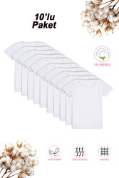 Özkan 42781 10'lu Paket Kız Çocuk %95 Pamuklu Süprem Yakası Dantel Detaylı Esnek Rahat Kısa Kollu Atlet Fanila Tişört - Thumbnail