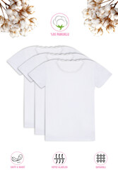 Özkan 42781 3'lü Paket Kız Çocuk %95 Pamuklu Süprem Yakası Dantel Detaylı Esnek Rahat Kısa Kollu Atlet Fanila Tişört - Thumbnail