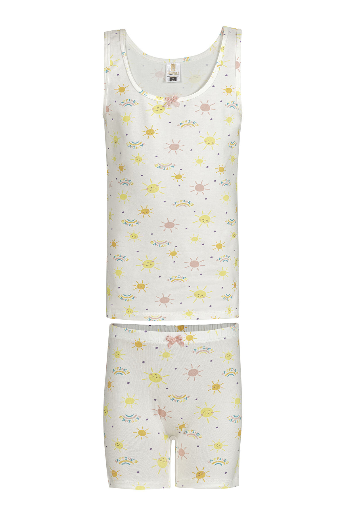 Özkan 43131 Kız Çocuk Pamuklu Beyaz Kalın Askılı Atlet Şort İç Giyim Takım