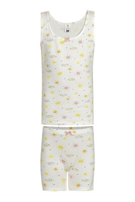 Özkan Underwear - Özkan 43131 Kız Çocuk Pamuklu Beyaz Kalın Askılı Atlet Şort İç Giyim Takım 