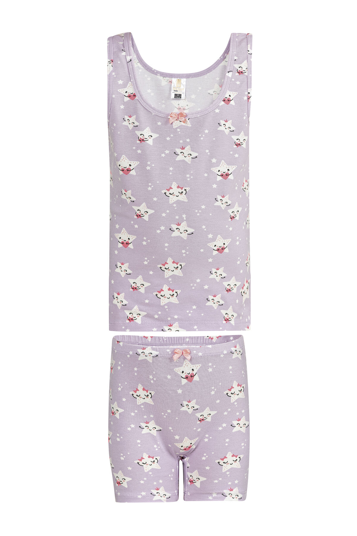 Özkan 43137 Kız Çocuk Pamuklu Desenli Kalın Askılı Atlet Şort İç Giyim Takım