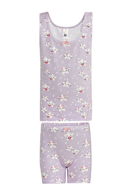 Özkan Underwear - Özkan 43137 Kız Çocuk Pamuklu Desenli Kalın Askılı Atlet Şort İç Giyim Takım