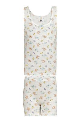 Özkan Underwear - Özkan 43138 Kız Çocuk Pamuklu Kalın Askılı Atlet Şort İç Giyim Takım