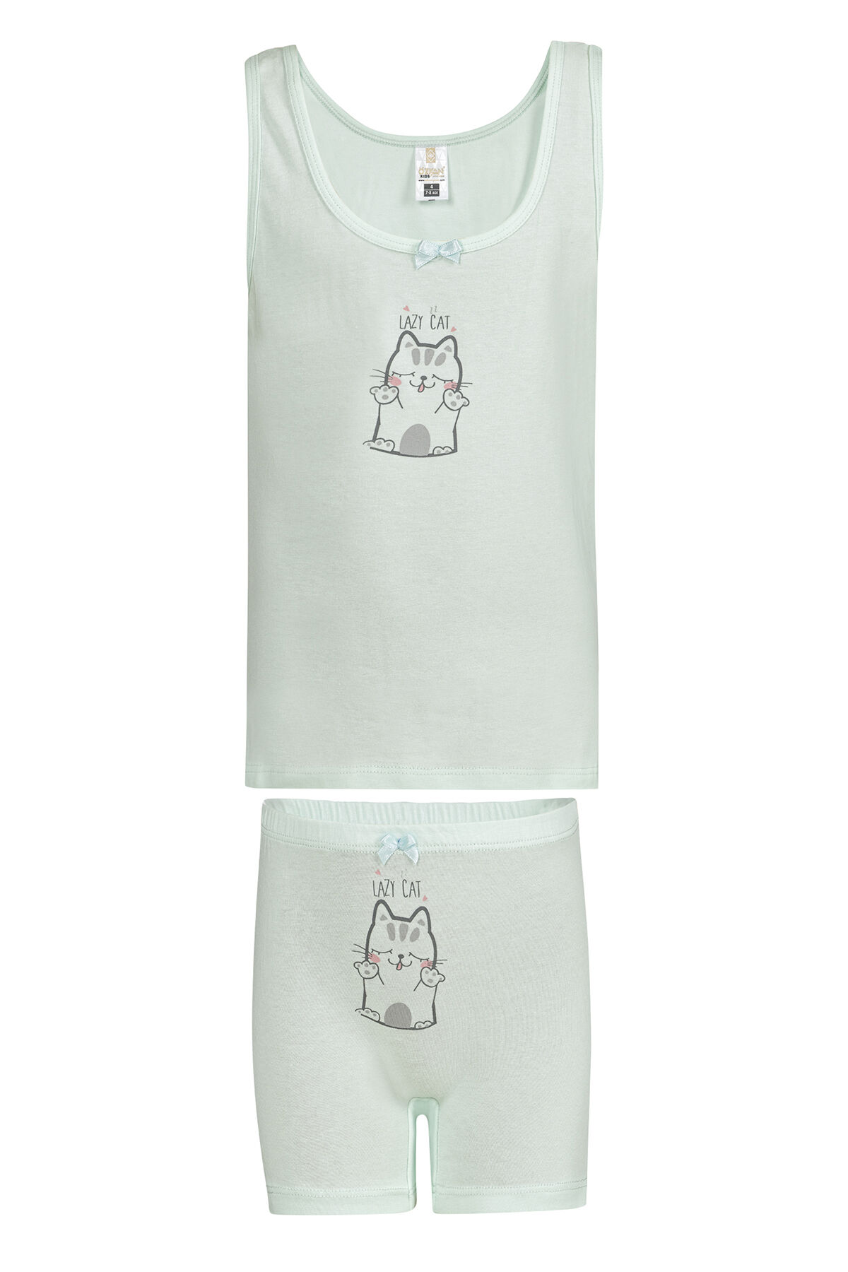 Özkan 43139 Kız Çocuk Pamuklu Yeşil Kalın Askılı Atlet Şort İç Giyim Takım