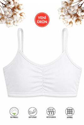 Özkan Underwear - Özkan 43725 Kız Çocuk %95 Pamuklu Balensiz Çıkarılabilir Pedli Alıştırma Sütyeni İp Askılı Yarım Atlet Büstiyer Süprem Penye Kumaş