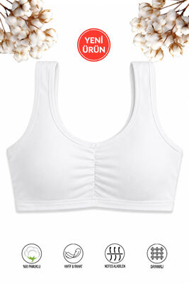Özkan Underwear - Özkan 43726 Kız Çocuk %95 Pamuklu Likralı Süprem Çıkarılabilir Pedli Alıştırma Sütyeni Kalın Askılı Yarım Atlet Büstiyer