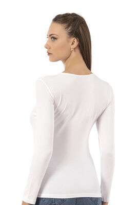 Özkan Underwear - Özkan 7124 Kadın Premium Yumuşak Rahat Kumaş Viskon Bisiklet Yaka Uzun Kollu Örme Bluz (1)