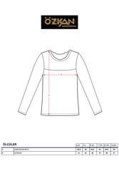 Özkan 7428 Kadın Viskon Lez Dantel Uzun Kollu Esnek Rahat Yuvarlak Yaka Bluz - Thumbnail