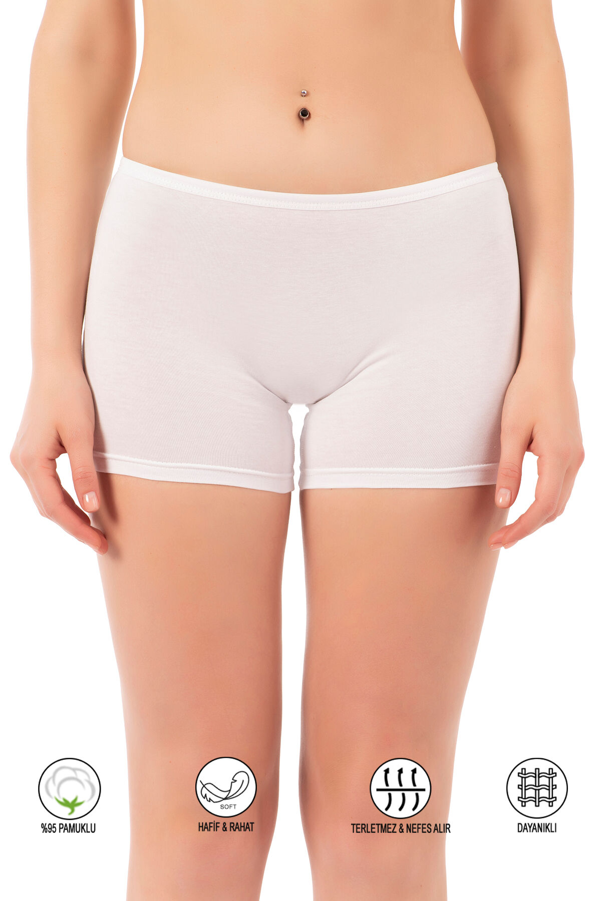 Özkan 0412 Kadın Likralı %95 Pamuklu Süprem Esnek Rahat Boxer Şort Tayt