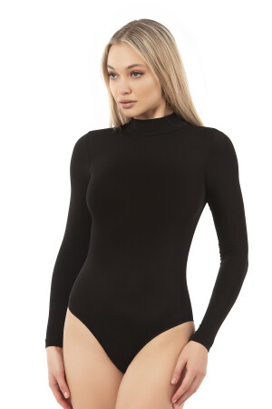 Özkan 0614 Kadın Penye Likralı Pamuklu Balıkçı Dik Yaka Uzun Kollu Kancalı Çıtçıtlı Örme Body - 7