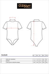 Özkan 0627 Kadın Pamuklu Likralı Penye Dik Yaka Kısa Kollu Kancalı Çıtçıtlı Body - Thumbnail