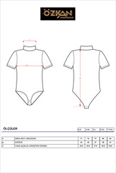 Özkan 0627 Kadın Pamuklu Likralı Penye Dik Yaka Kısa Kollu Kancalı Çıtçıtlı Body - Thumbnail