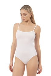 Özkan 0603 Kadın Pamuklu Likralı Süprem Esnek Rahat İnce Askılı Kancalı Çıtçıtlı Body Zıbın - Thumbnail