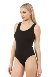 Özkan 0602 Kadın Pamuklu Kalın Askılı Kancalı Çıtçıtlı Örme Body - Thumbnail