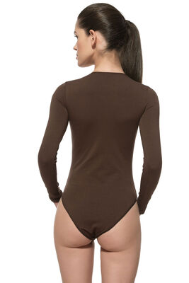 Özkan Underwear - Özkan 0600 Kadın Pamuklu Likralı Süprem Uzun Kollu Yuvarlak Yaka Kancalı Çıtçıtlı Örme Body (1)