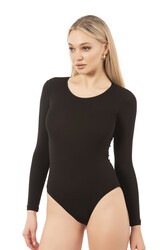 Özkan 0600 Kadın Pamuklu Likralı Süprem Uzun Kollu Yuvarlak Yaka Kancalı Çıtçıtlı Örme Body - Thumbnail