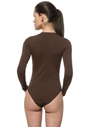 Özkan 0600 Kadın Pamuklu Likralı Süprem Uzun Kollu Yuvarlak Yaka Kancalı Çıtçıtlı Örme Body - Thumbnail