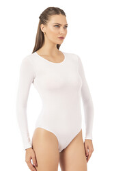 Özkan 0600 Kadın Pamuklu Likralı Süprem Uzun Kollu Yuvarlak Yaka Kancalı Çıtçıtlı Örme Body - Thumbnail