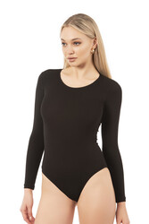 Özkan 0600 Kadın Pamuklu Likralı Süprem Uzun Kollu Yuvarlak Yaka Kancalı Çıtçıtlı Örme Body - Thumbnail