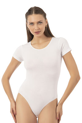 Özkan Underwear - Özkan 0601 Kadın Pamuklu Yuvarlak Yaka Kısa Kollu Örme Çıtçıtlı Body