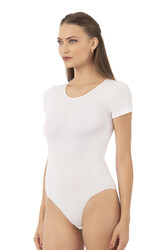 Özkan 0601 Kadın Pamuklu Yuvarlak Yaka Kısa Kollu Örme Çıtçıtlı Body - Thumbnail