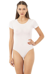 Özkan 0601 Kadın Pamuklu Yuvarlak Yaka Kısa Kollu Örme Çıtçıtlı Body - Thumbnail