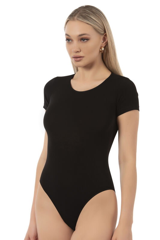 Özkan 0601 Kadın Pamuklu Yuvarlak Yaka Kısa Kollu Örme Çıtçıtlı Body - 9