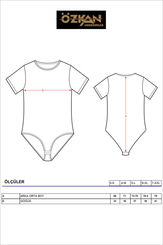 Özkan 0601 Kadın Pamuklu Yuvarlak Yaka Kısa Kollu Örme Çıtçıtlı Body - 11