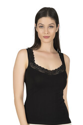 Özkan 0181 Kadın Pamuklu Likralı Süprem Kumaş Yakası Dantelli Esnek Rahat Kalın Askılı Atlet - Thumbnail