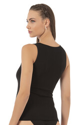 Özkan 0181 Kadın %95 Pamuklu Likralı Süprem Kumaş Yakası Dantelli Esnek Rahat Kalın Askılı Atlet - Thumbnail