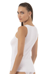 Özkan 0181 Kadın %95 Pamuklu Likralı Süprem Kumaş Yakası Dantelli Esnek Rahat Kalın Askılı Atlet - Thumbnail