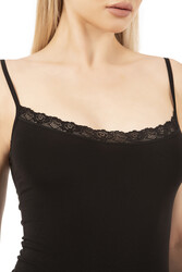 Özkan 0568 Kadın Likları Pamuklu Süprem Esnek Yumuşak Dantelli İp Askılı Kancalı Çıtçıtlı Body Zıbın - Thumbnail