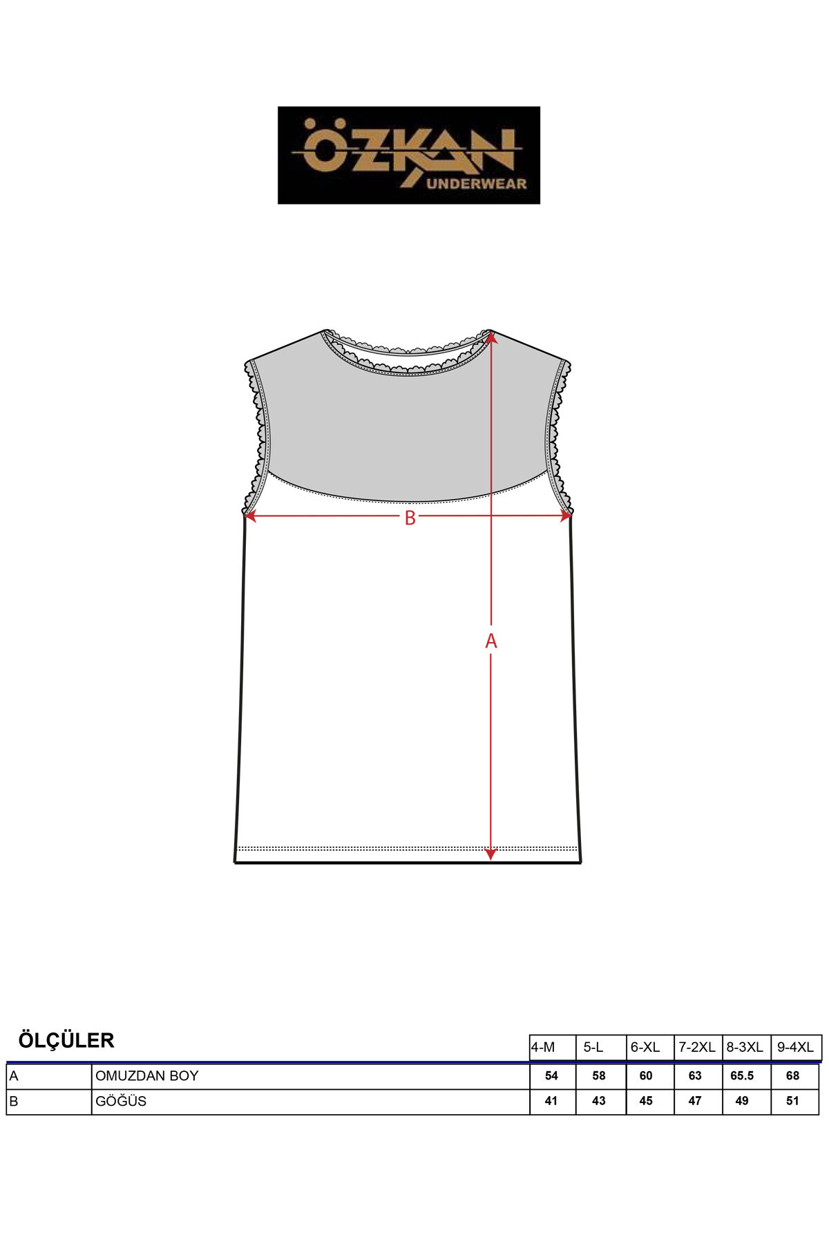 Özkan 7365 Kadın Premium Yumuşak Rahat Kumaş Viskon Dantel Detaylı Sıfır Kol Örme Bluz