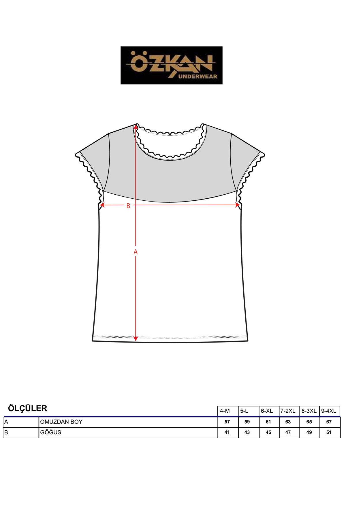 Özkan 7371 Kadın Premium Yumuşak Rahat Kumaş Viskon Dantel Detaylı Kısa Kollu Örme Bluz