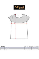 Özkan 7371 Kadın Premium Yumuşak Rahat Kumaş Viskon Dantel Detaylı Kısa Kollu Örme Bluz - Thumbnail