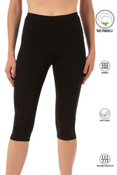 Özkan 0458 Kadın %95 Pamuklu Likralı Süprem Kumaş Esnek Rahat Yumuşak Diz Altı Kapri Tayt - Thumbnail