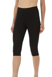 Özkan 0458 Kadın %95 Pamuklu Likralı Süprem Kumaş Esnek Rahat Yumuşak Diz Altı Kapri Tayt - Thumbnail